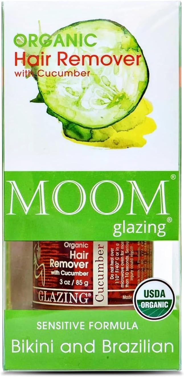 MOOM Organic Hair Removal Kit - Natural Waxing Solution for Sensitive Skin with Lavender, Tea Tree Oil, Avocado & Green Tea | Includes Reusable Strips & Sticks | Perfect for Face, Bikini, Legs & Body Hair Removal at Home or Salon