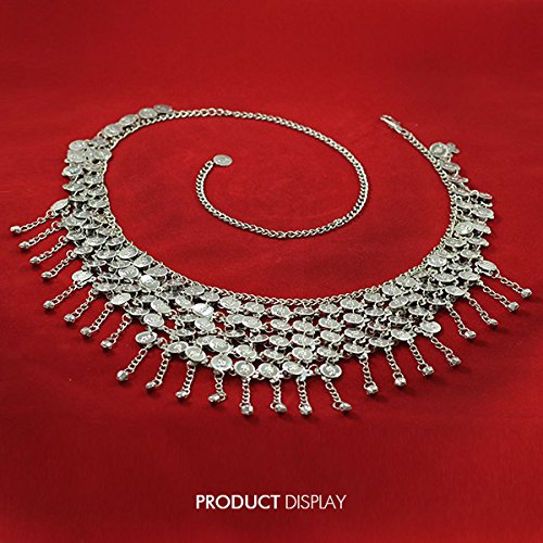 Silver Coins Belly Dance Waist Costume Belt - Handmade Hip Scarf for Professional Performances | Perfect for Belly Dancing, Halloween Costumes & Cultural Events