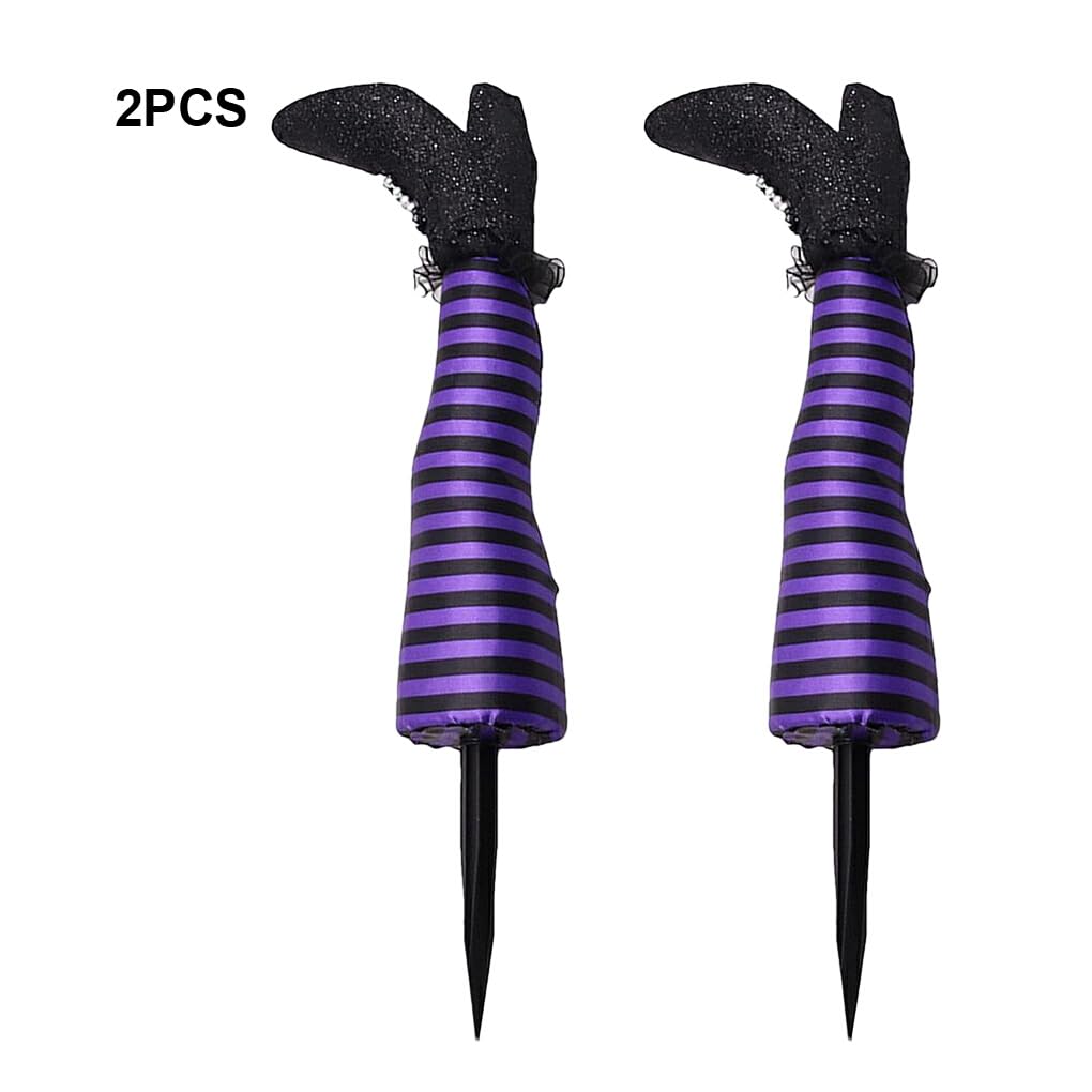 Wicked Witch Legs with Stakes - Lightweight Plastic Halloween Yard Decor for Spooky Outdoor Atmosphere | Perfect for Halloween Party, Haunted House & Front Yard Decoration