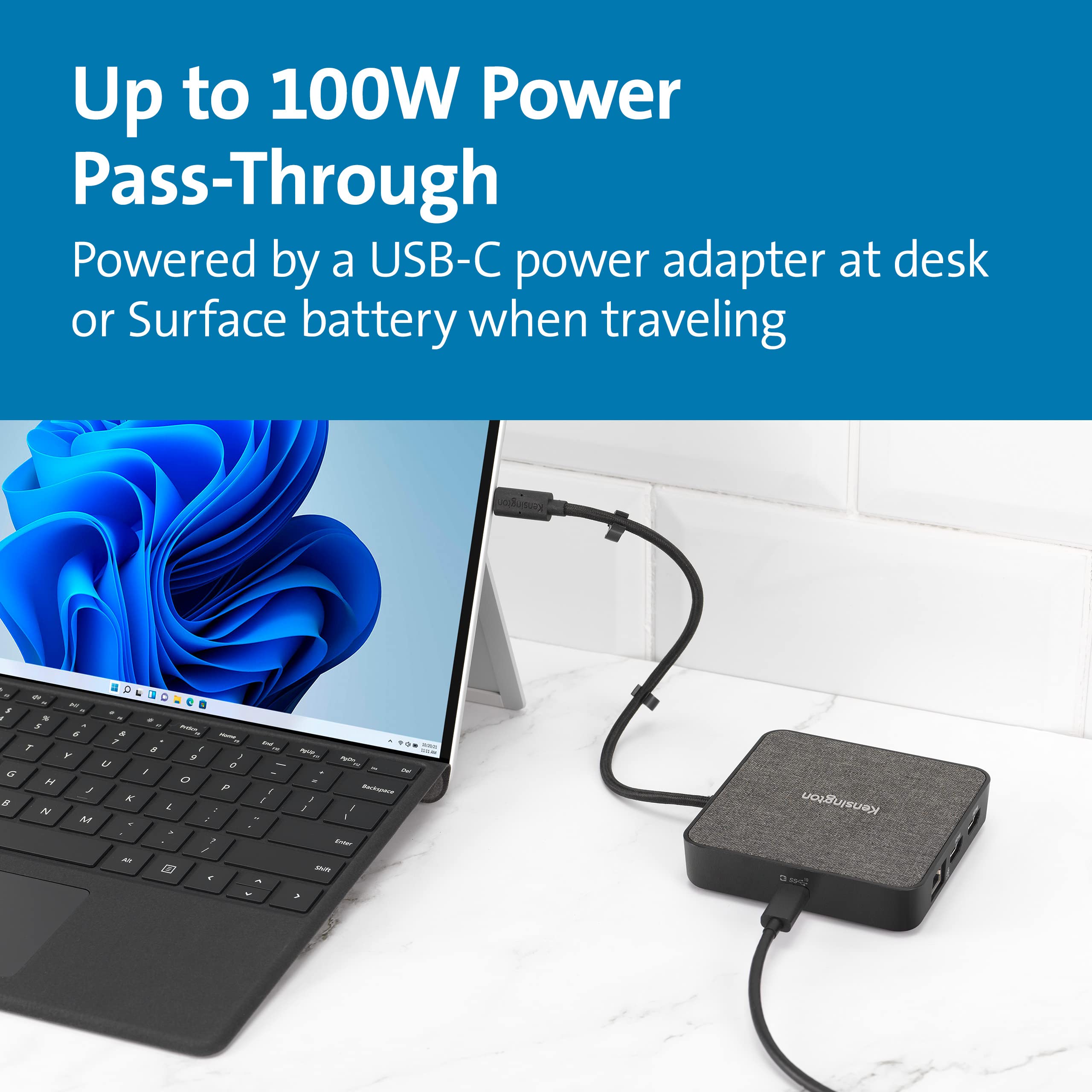 Kensington MD125U4 USB4 Docking Station for Microsoft Surface Laptops - Dual 4K/8K Monitor Support, Thunderbolt 3 & 4 Compatible, 2x HDMI, 2x USB-A 3.2, USB-C 3.2 - Perfect for Home Office & Remote Work Setup