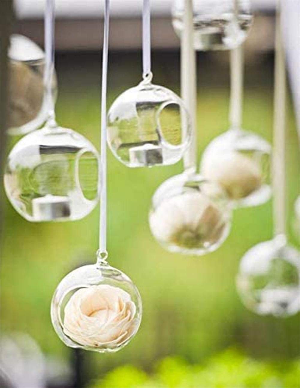 24-Piece Wedding Hanging Glass Orbs Set - Elegant Glass Tea Light Terrariums & Globe Holders for Indoor/Outdoor Wedding Decor - Perfect for Centerpieces, Garden Parties, and Romantic Ambiance Lighting