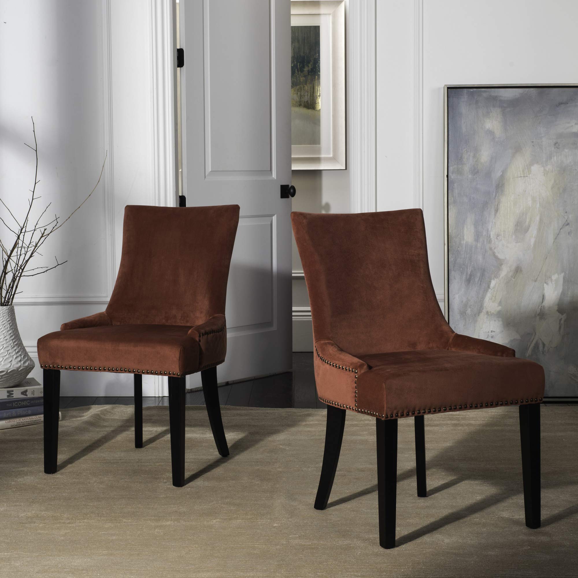 SAFAVIEH Mercer Collection Lester Dining Chairs - Modern Upholstered Side Chairs for Kitchen, Dining Room & Office - Set of 2