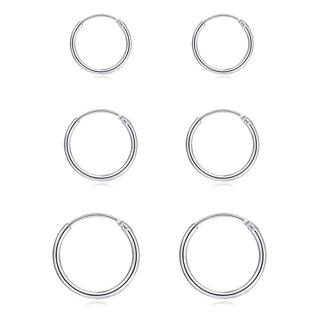 EPIRORA 925 Sterling Silver Hoop Earrings Set - 3 Pairs Small Cartilage Hoops for Women & Men | Hypoallergenic Tragus, Nose & Lip Rings | Perfect for Everyday Wear, Gifts & Piercing Jewelry