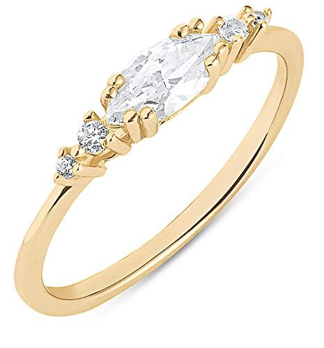 925 Sterling Silver Rings for Women - CZ Cluster Engagement Ring & 14K Gold Plated Wedding Band Set, Stackable AAAAA Cubic Zirconia Jewelry, Hypoallergenic Comfort Fit - Perfect for Bridal, Anniversary Gifts & Everyday Elegance