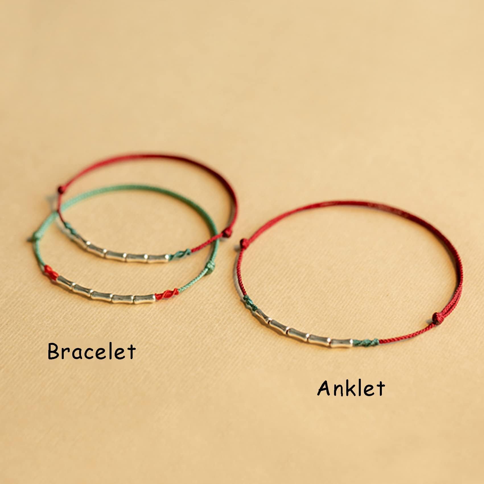 Feng Shui Bracelet - Sterling Silver Adjustable Lucky Red String Bracelet for Men & Women - Handmade Tibetan Buddhist Anklet for Good Luck & Protection - Perfect for Meditation, Yoga & Daily Wear
