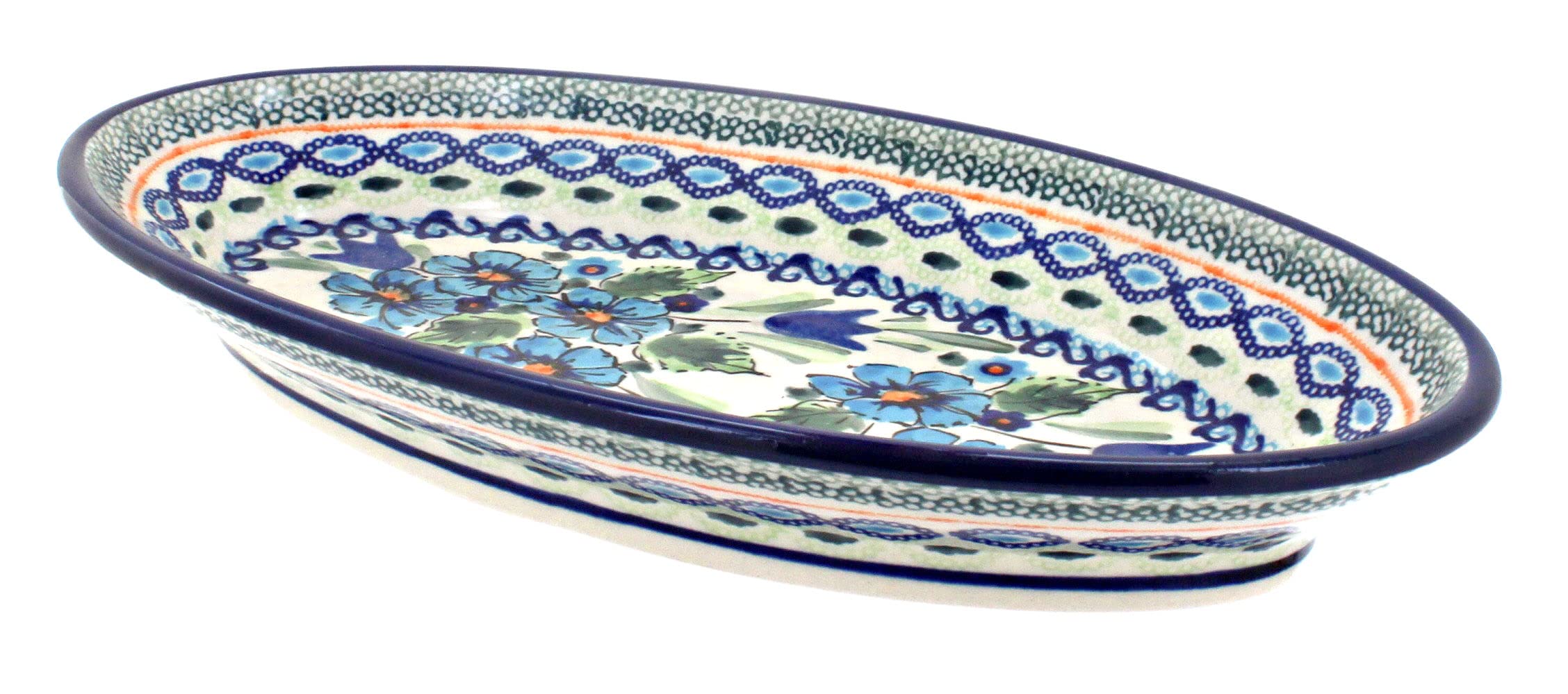 Blue Rose Polish Pottery Ballina Small Oval Platter – Handmade Ceramic Serving Dish for Appetizers, Desserts & Entertaining – Perfect for Dinner Parties, Holidays & Home Decor