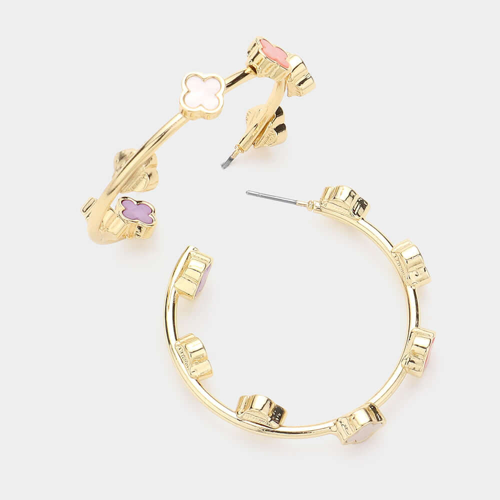 14K Gold Multi Quatrefoil Pointed Hoop Earrings for Women - Trendy Statement Jewelry for Parties, Weddings & Everyday Wear