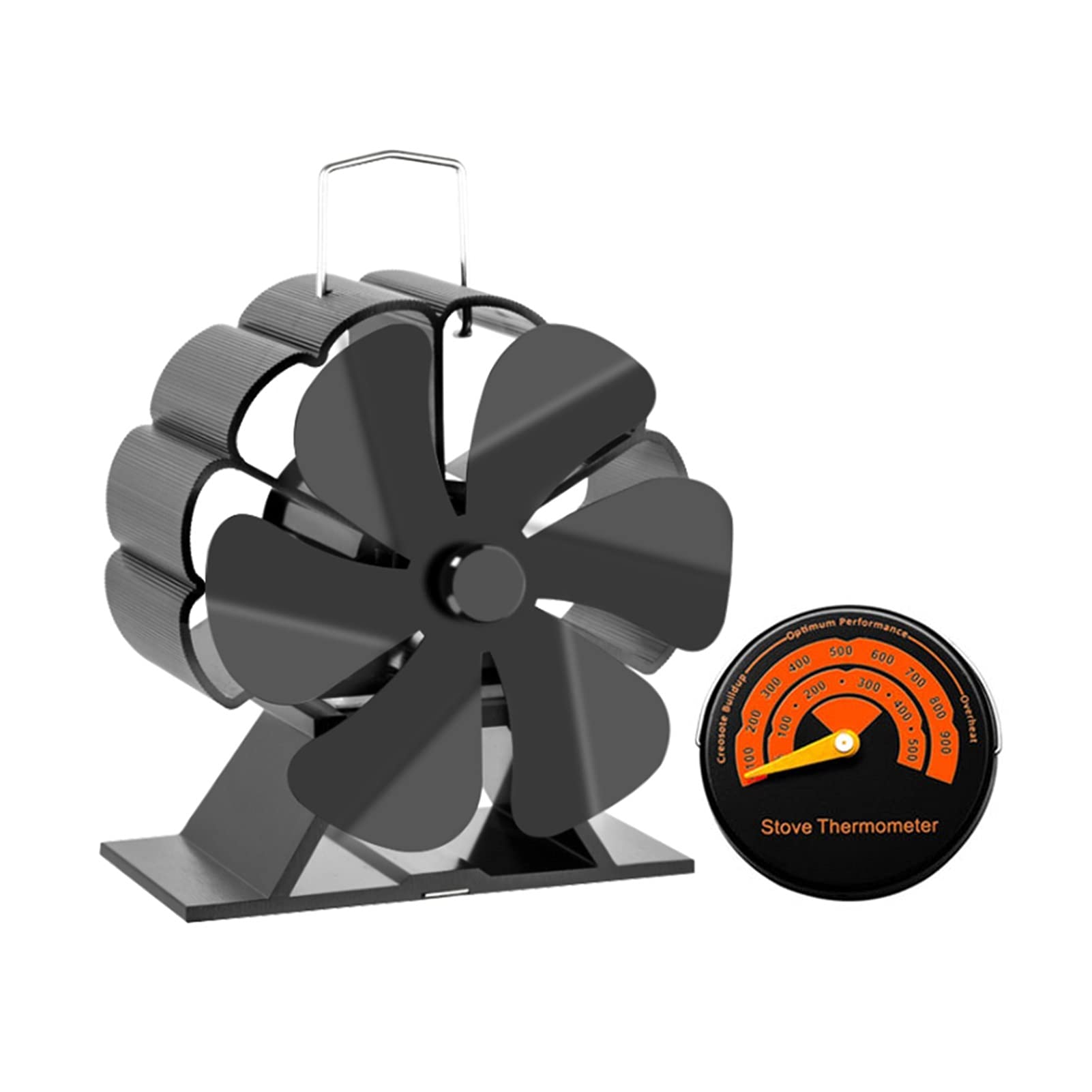 YUXI8541NO 6-Blade Fireplace Fan - Efficient Heat-Powered Stove Fan for Wood Burner & Log Stove (Color: Black) - Perfect for Heating Living Rooms, Cabins & Outdoor Spaces