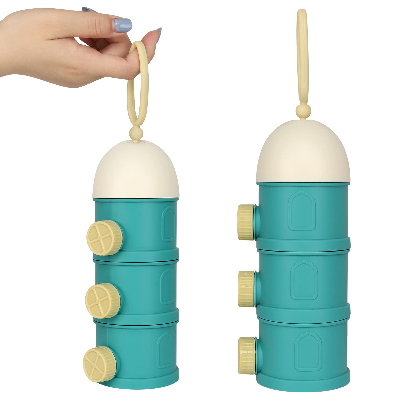Accmor 3-Layer Stackable Formula Dispenser - Portable Non-Spill Baby Powder & Kids Snack Container (Green) | Perfect for Travel, Daycare & On-the-Go Feeding