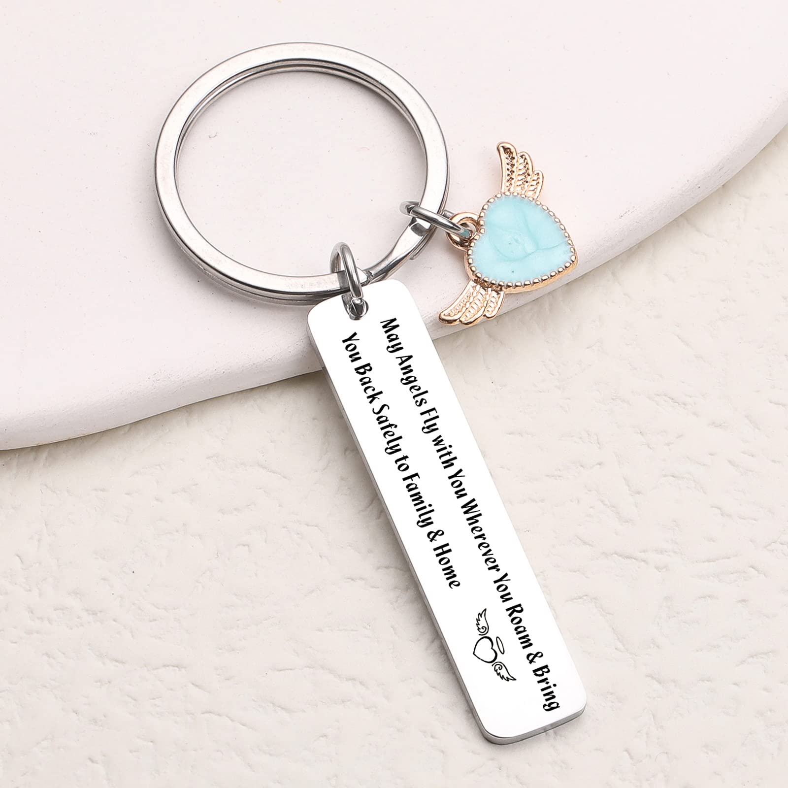 Religious Travel Keychain with Bible Verse - Inspirational Prayer Jewelry for Safe Travels, Long Distance Gift for Loved Ones | Perfect for Road Trips, Airplane Journeys & Daily Commutes