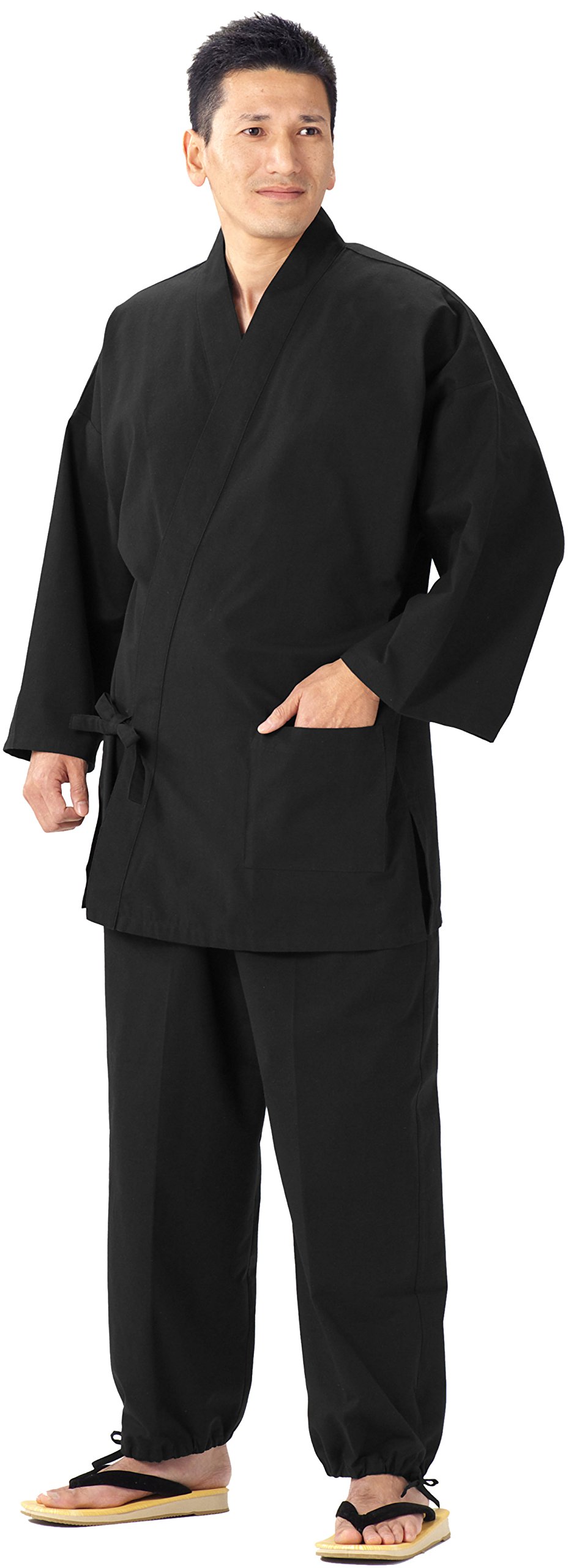 Authentic Japanese Samue - Comfortable Home & Work Wear - Made in Japan Kurume - Imported Japanese Clothing - Size M Black - Perfect for Meditation, Yoga, and Relaxation
