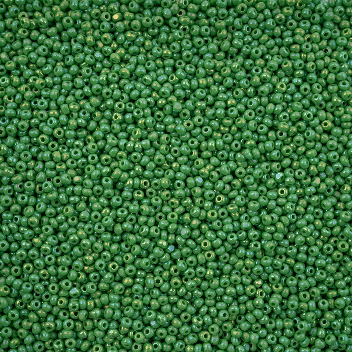 11/0 Czech Cut Seed Beads #37086 Opaque Green Rainbow 13g - Perfect for Jewelry Making, Bead Weaving, and DIY Craft Projects