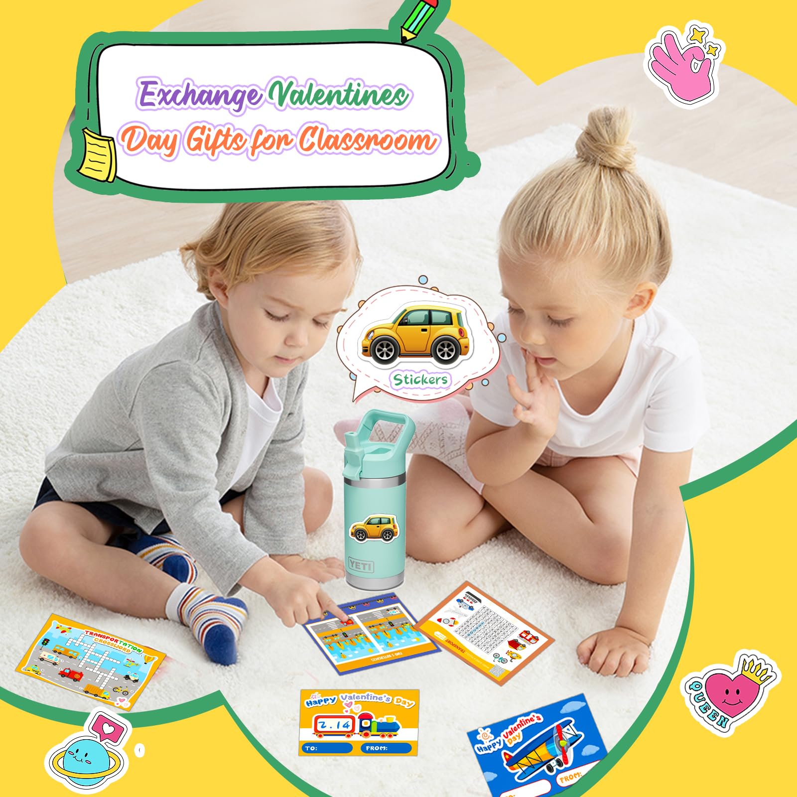24 Pack Valentine's Day Building Blocks for Kids Ages 4-8 - Classroom Party Favors, Goodie Bag Fillers & Prize Box Toys - Perfect for School Celebrations, Birthday Parties & Classroom Rewards