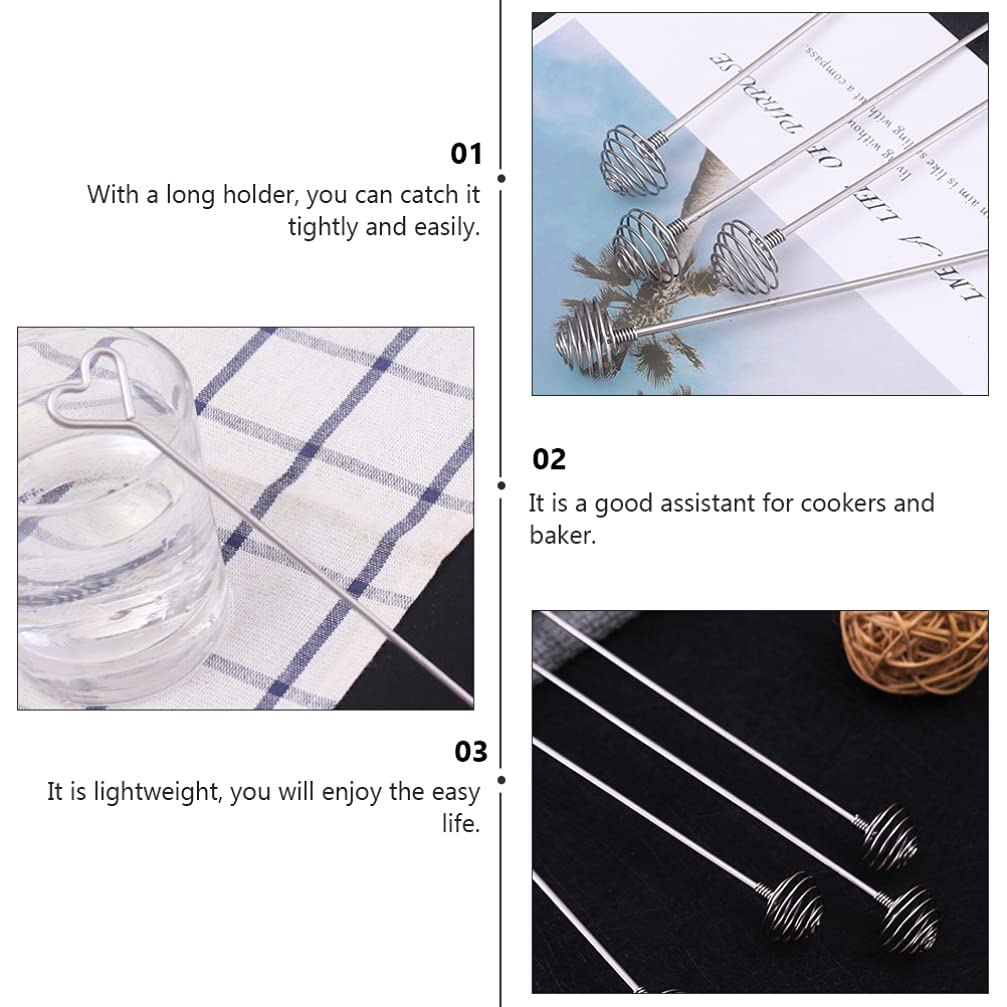 **Hemoton 10-Pack Stainless Steel Balloon Whisks - Honey Stick, Drink Stirrer, Milk Frother for Coffee, Baking & Mixing - Durable 304 Stainless Steel - Perfect for Home, Cafe & Bar Use**