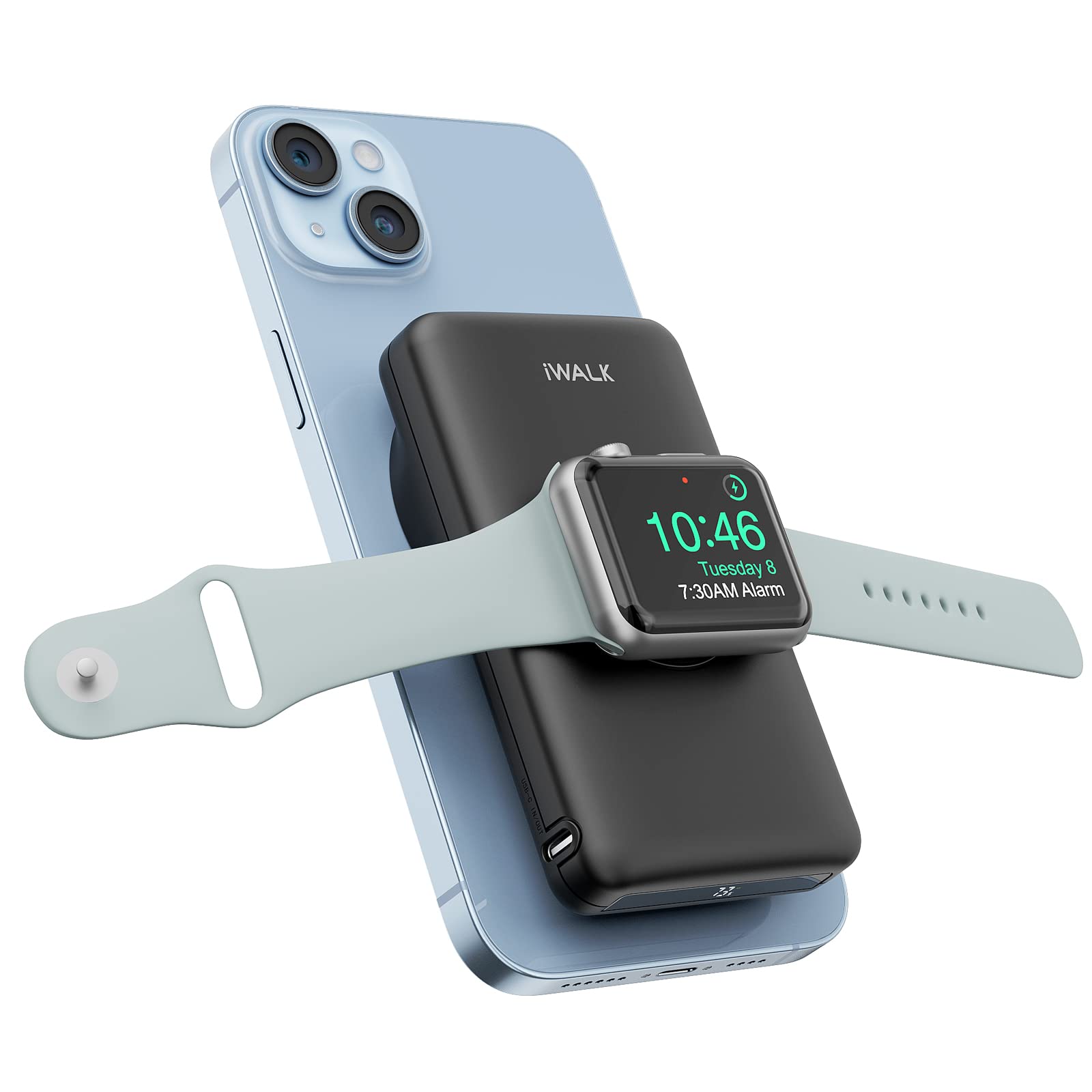 iWALK MAG-X 10000mAh Magnetic Wireless Power Bank with Apple Watch Charger | PD Fast Charging Portable Battery Pack | Compatible with iPhone 16/15/14/13/12 Series & Apple Watch Ultra/8/7/6/5/4 | Perfect for Travel, Work, and Outdoor Adventures
