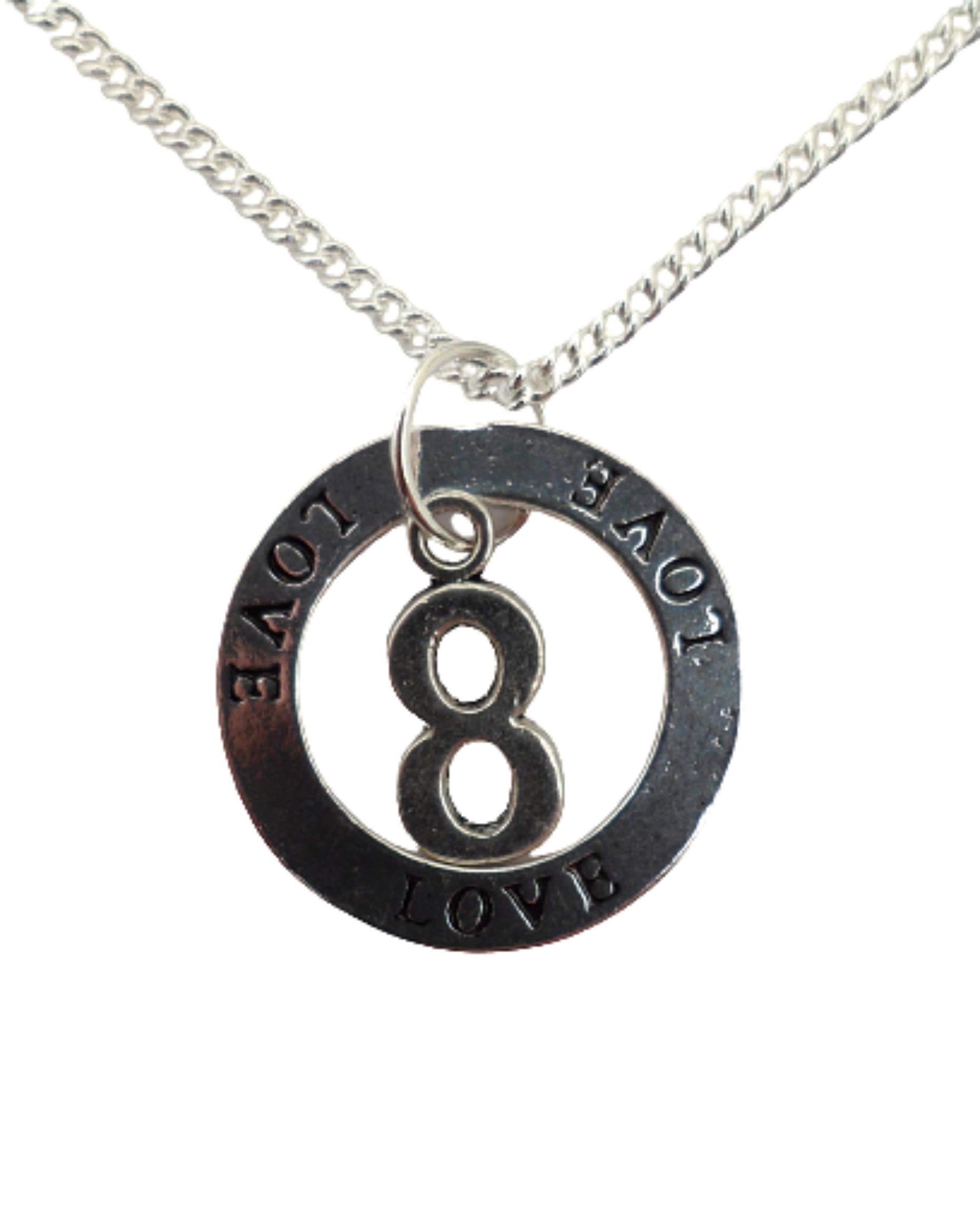 Silver Plated Number 8 Charm Necklace for Birthday & Anniversary Gifts - Romantic Circle Pendant