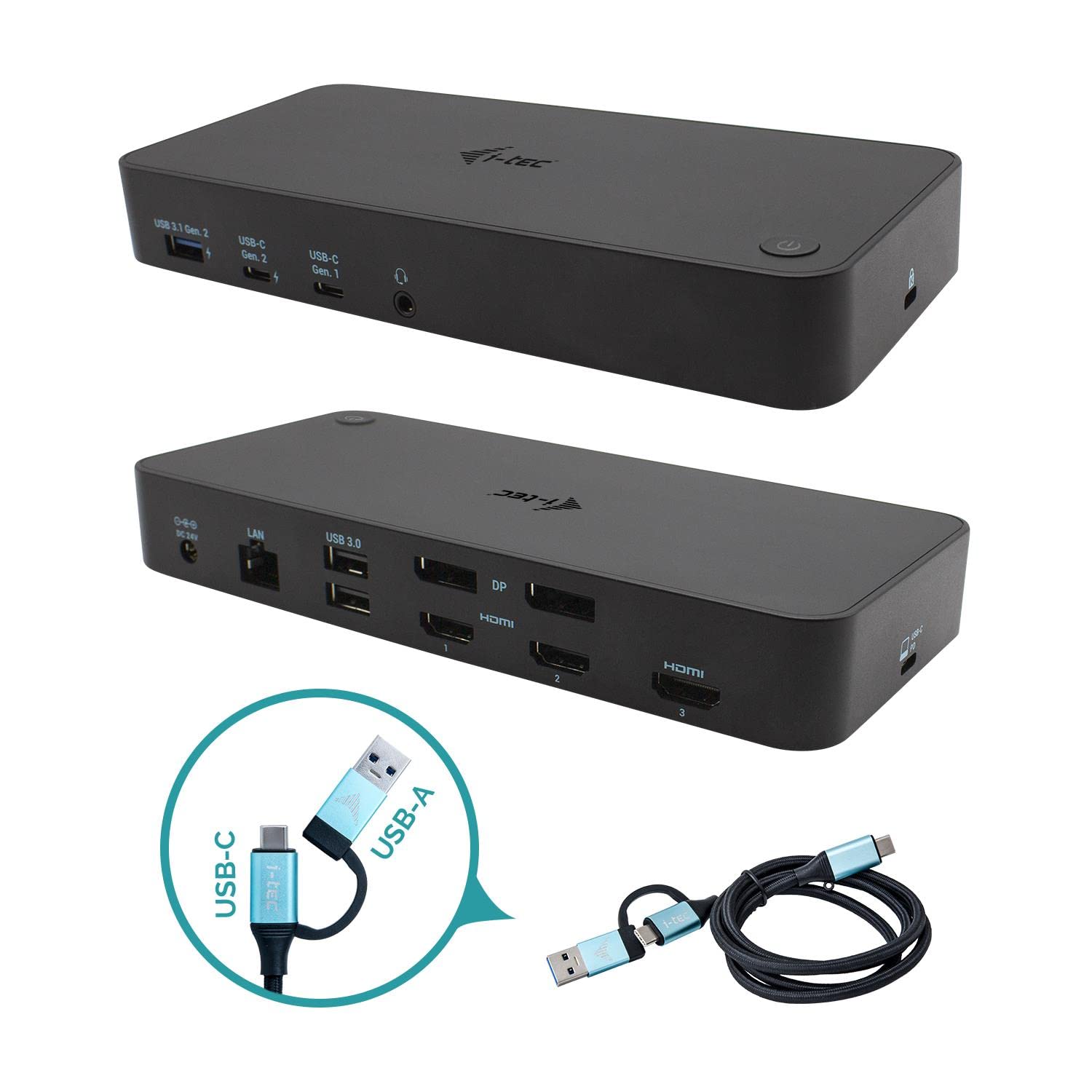 I-TEC 4K USB 3.0 & USB-C Thunderbolt 3 Docking Station with Triple Display - Universal Laptop Dock for MacBook Pro, Dell, HP & More - Perfect for Home Office, Gaming & Multi-Tasking Workspace