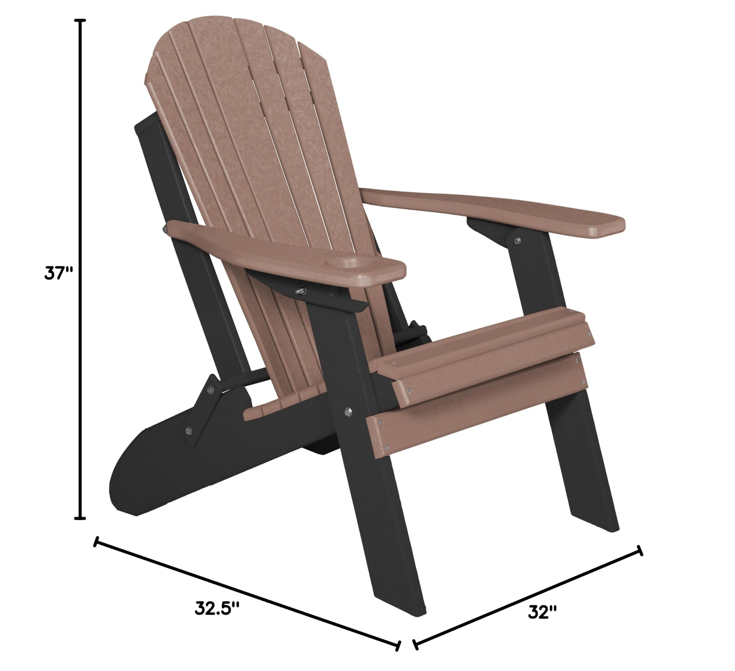Poly Folding Adirondack Chair - Weather-Resistant Outdoor Furniture in Weathered Wood & Black - Perfect for Patio, Garden, Poolside & Backyard Relaxation
