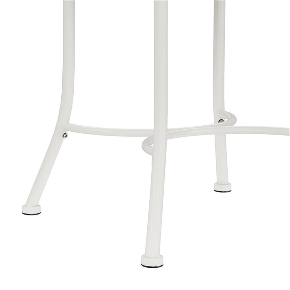 Hillsdale O'Malley White Metal Vanity Stool for Makeup Room, Bathroom & Dressing Table - Perfect for Sitting While Applying Makeup or Getting Ready