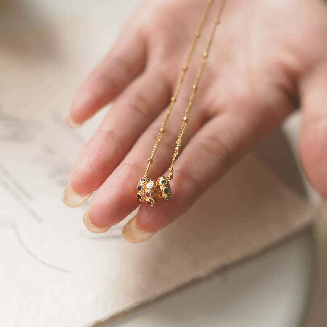 18K Gold Plated Connected Rings Charm Necklace for Women | Elegant Layering Jewelry Gift for Anniversary, Birthday & Valentine's Day | X1411