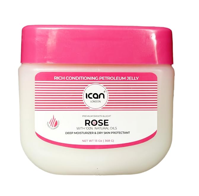 ICAN LONDON ROSE 100% Pure Petroleum Jelly 13oz (368g) - Moisturizing Skin Care for Dry Lips, Hands & Face | Multi-Purpose Healing Ointment for Babies & Adults