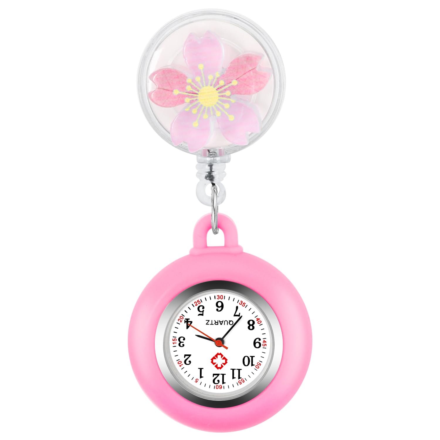 Stylish Tiong Pattern Nurse Watch - Flip Collar Clip Pocket Watch with Retractable Arabic Numeral Dial | Perfect for Medical Professionals & Healthcare Workers