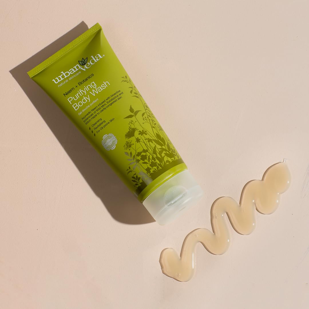 Urban Veda Purifying Neem Body Wash for Acne-Prone Skin - Natural Anti-Fungal & Exfoliating Body Wash with Lactic Acid - Deep Cleansing for Oily & Problem Skin - Perfect for Daily Shower & Post-Workout Use