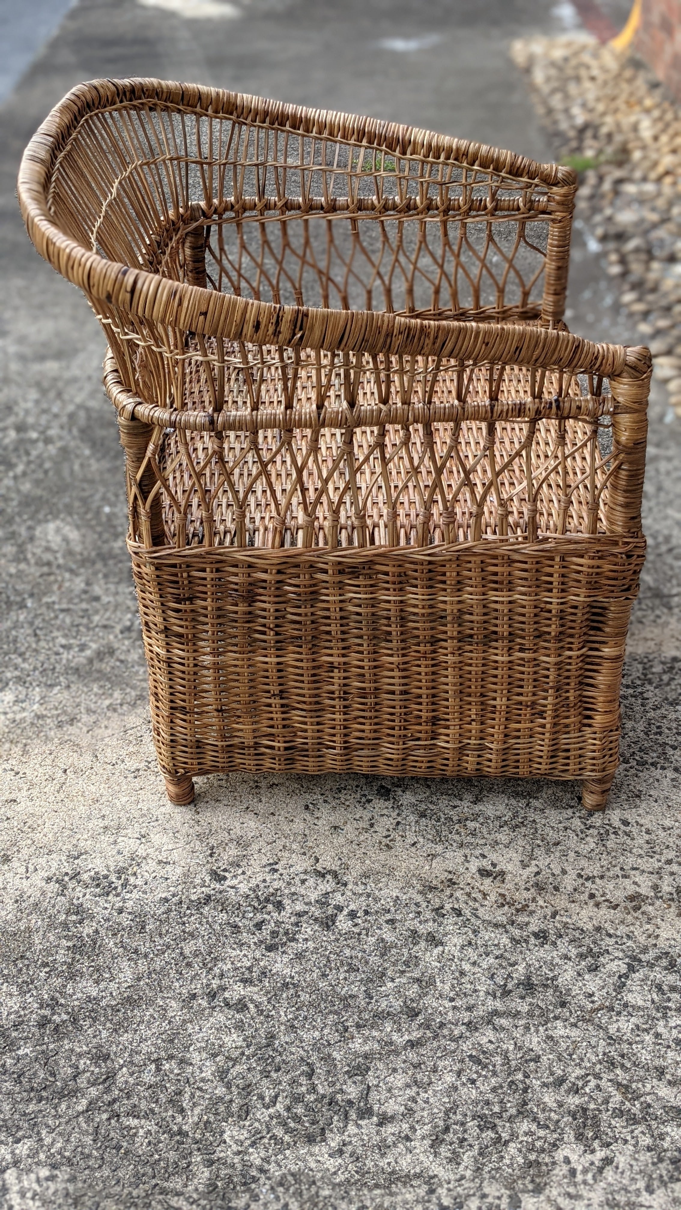 Handwoven Mfumu Exotic African Malawi Cane Chair - Natural Rattan Lounge Chair for Patio, Living Room & Boho Decor - Perfect for Indoor/Outdoor Relaxation & Tropical Home Styling