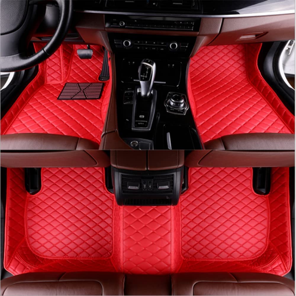 Custom All-Weather Waterproof Car Floor Mats for 99% Sedan SUV Sports Cars - Full Custom Protection Leather Design in Red for Men & Women - Ideal for Daily Commute, Road Trips, and Off-Road Adventures