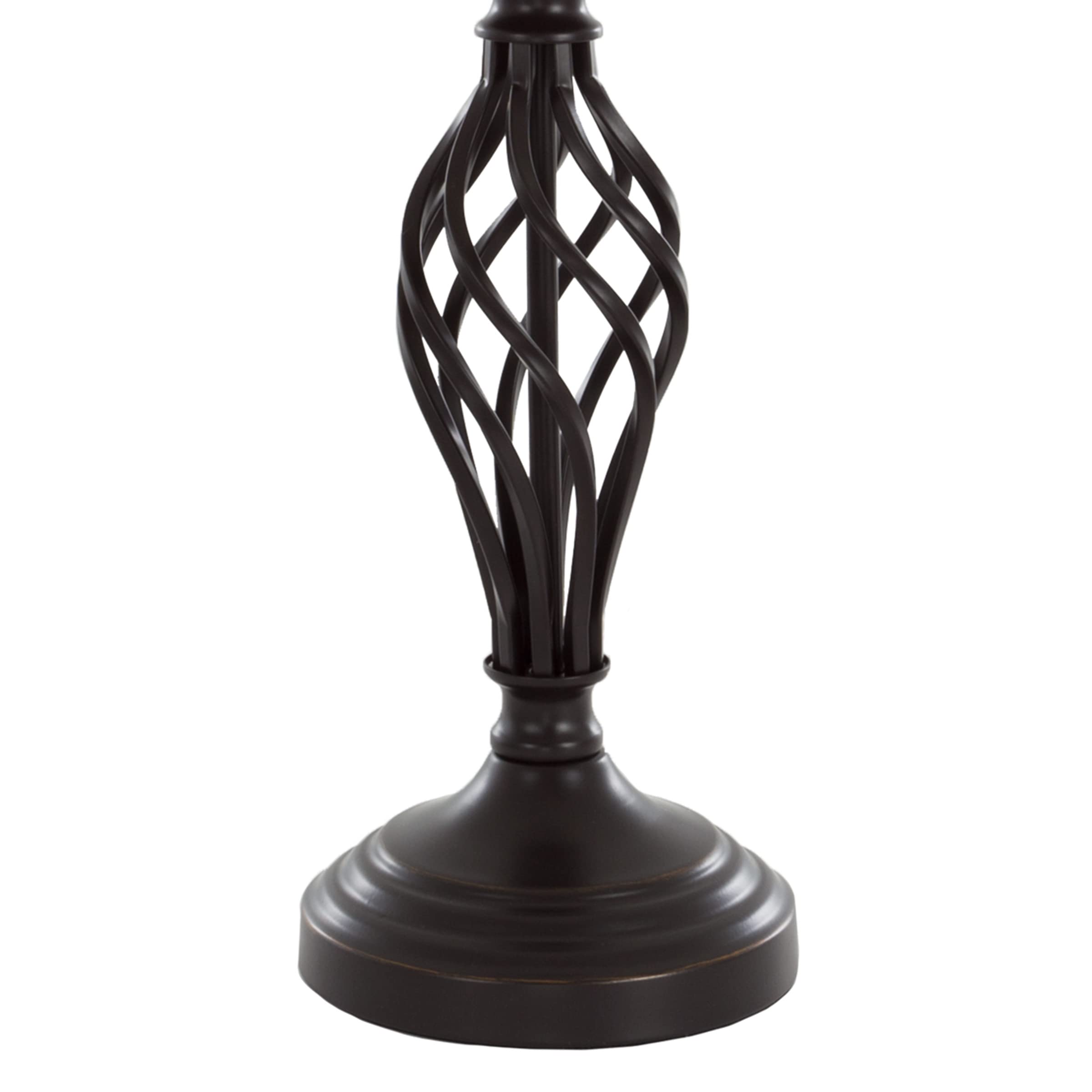 Modern Spiral Cage Table Lamps Set of 2 - Oil-Rubbed Bronze Farmhouse Style Bedside & Living Room Lighting with White Drum Shades by Lavish Home | Perfect for Nightstands, Home Office, and Cozy Reading Nooks