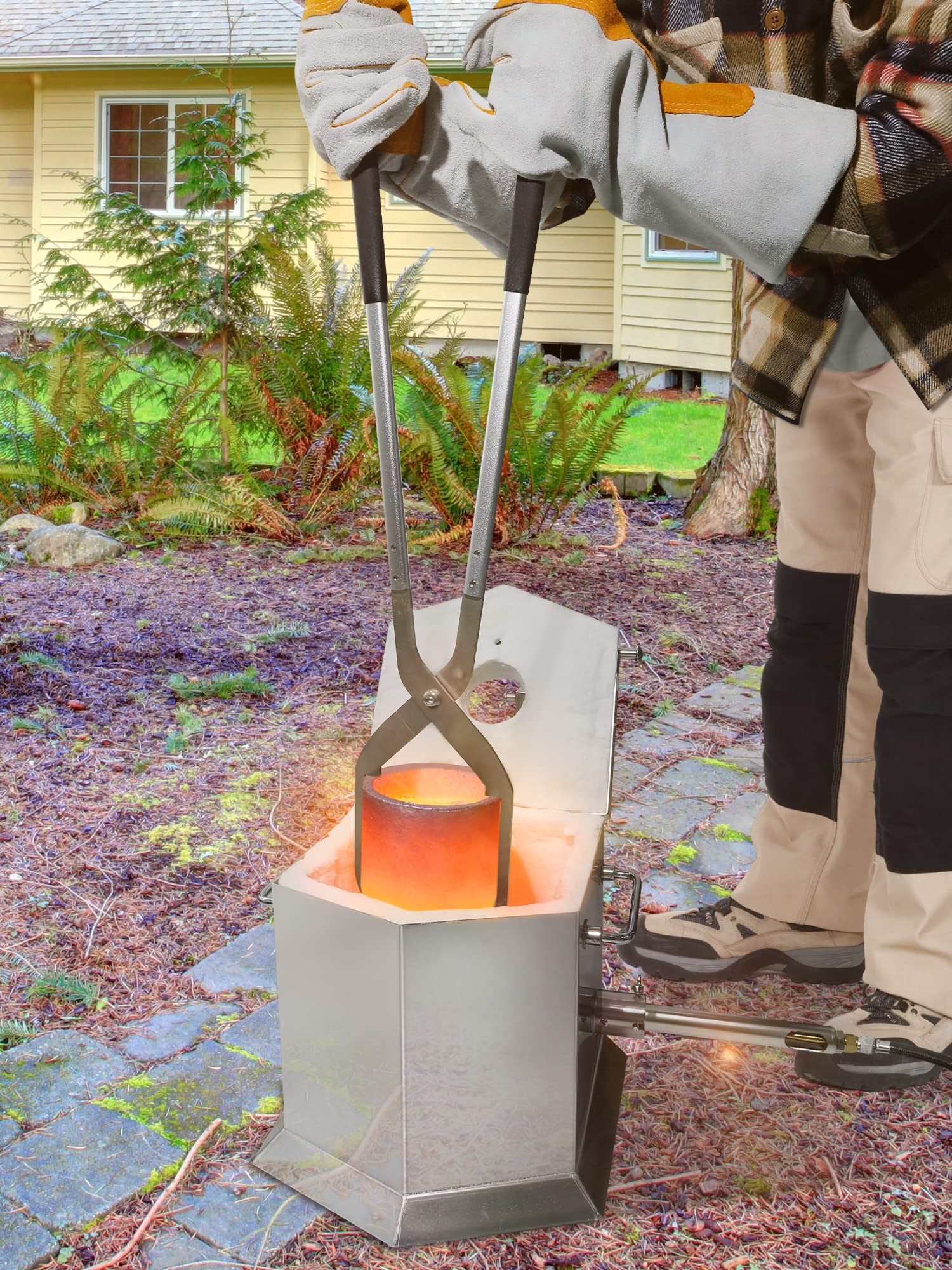 20lbs Propane Gas Melting Furnace Kit with Crucible & Tongs - Gold Silver Copper Aluminum Metal Smelter for Jewelry Making, DIY Casting & Metal Recycling | Perfect for Home Foundry, Blacksmithing & Unique Gift Creation