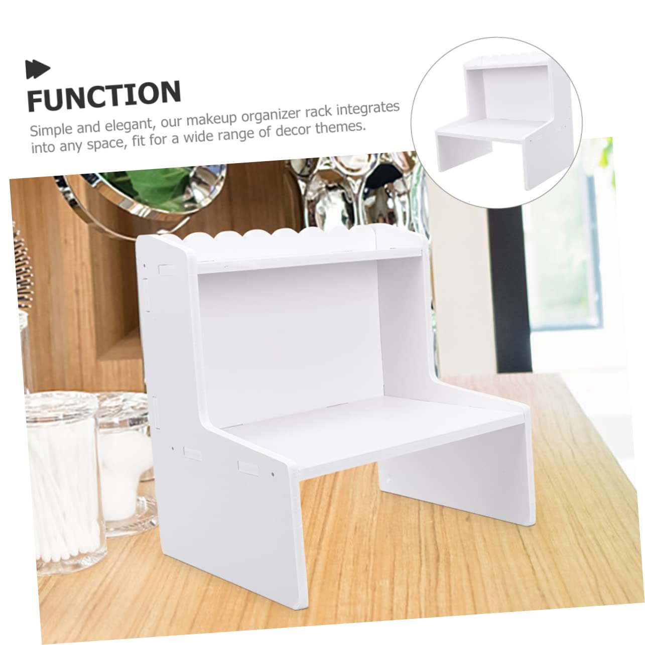Uonlytech 2-Tier Multifunctional Makeup Organizer with Storage Cabinet - Bathroom Vanity Countertop Organizer for Cosmetics, Jewelry & Toiletries