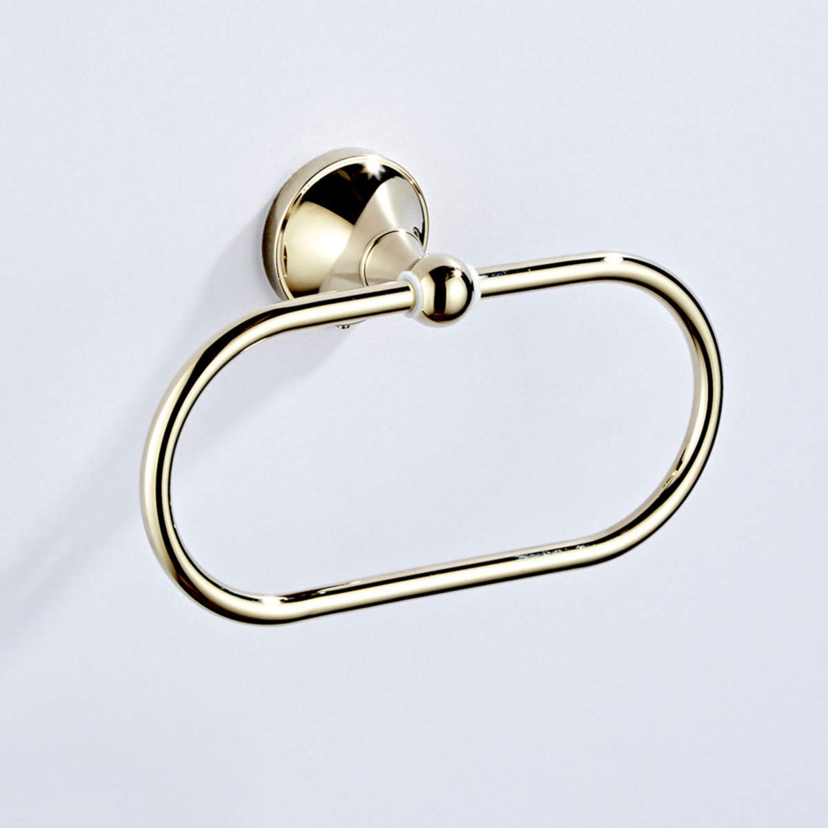 VOSAREA Oval Copper Towel Ring - Modern Chrome Bathroom Towel Holder for Toilet, Kitchen & Bathroom - Rust-Resistant Wall-Mounted Hanging Hook (Golden Finish) - Perfect for Spa, Guest Bath & Luxury Home Decor