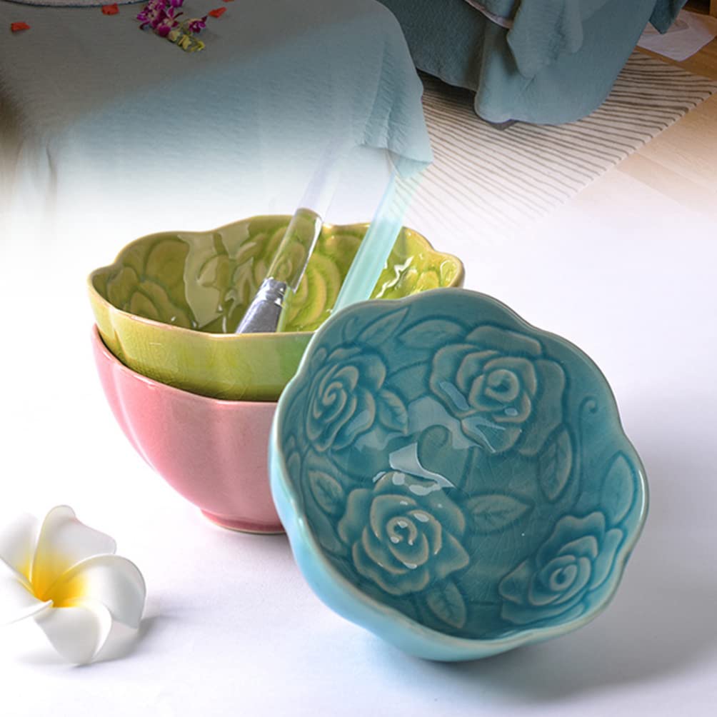 Premium Ceramic Mixing Bowls Set of 3 - Essential Oil & Facial Mask Mixing Bowls, Snack Serving Dishes for Spa, DIY Beauty & Home Kitchen Use - Durable Ceramic Bowls for Professional & Personal Care