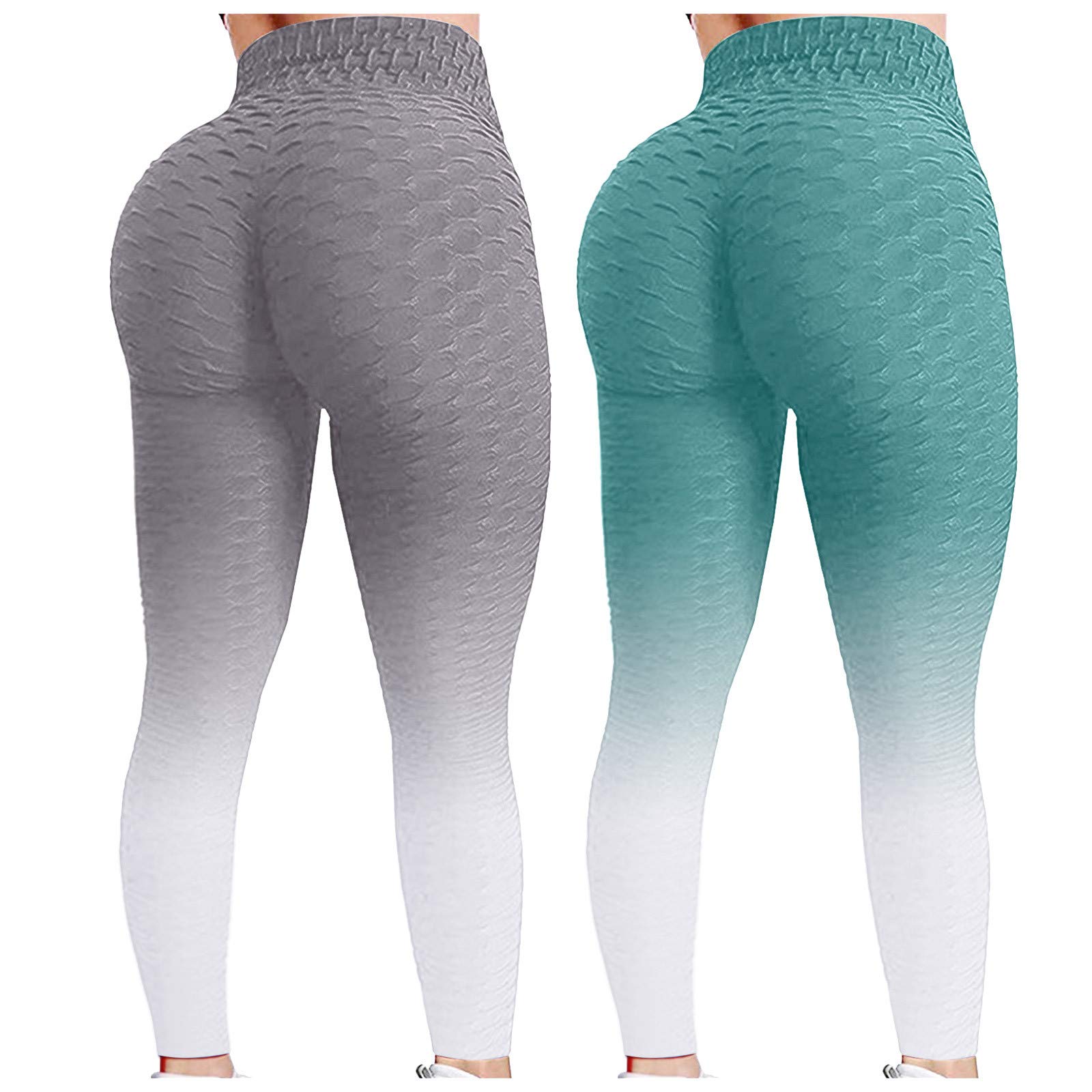 FAMOORE High Waist Tummy Control Yoga Pants for Women - Plus Size 2PC Bubble Hip Lifting Leggings for Running, Fitness & Workout | Perfect for Yoga, Gym & Everyday Wear
