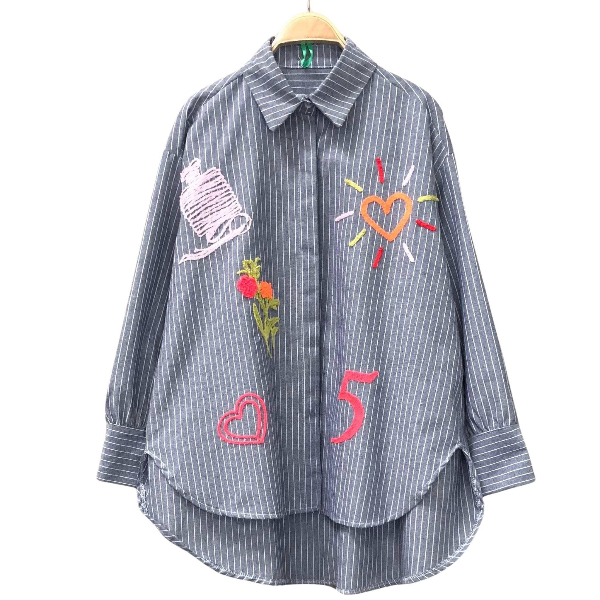 Stylish Embroidered Striped Button-Up Shirt for Men & Women | Casual & Office Wear | Perfect for Business Meetings, Dates & Everyday Outfits