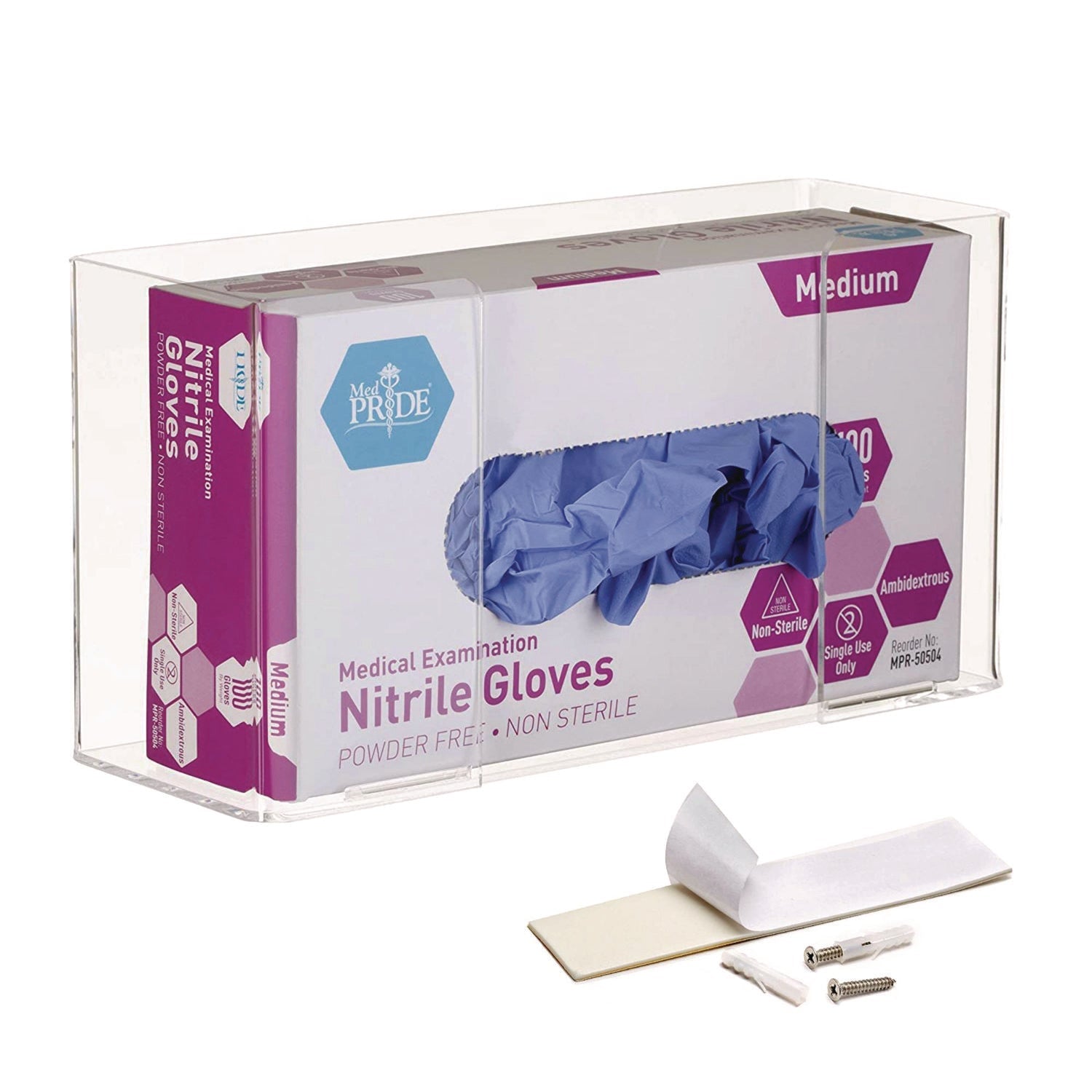 AdirMed Clear Acrylic Glove Dispenser Box - Holds 100 Gloves (10.2