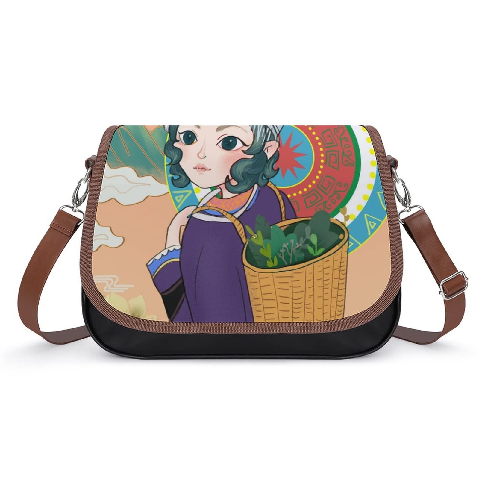 Stylish Printed Leather Crossbody Bag for Women - Medium Hobo Shoulder Bag with Top Handles - Perfect for Daily Use, Travel & Work