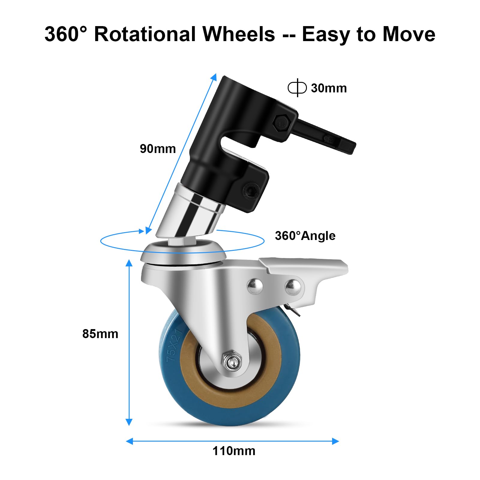 Heavy Duty 11.3ft/345cm C Stand with 4.2ft/128cm Boom Arm & Wheels - Professional Stainless Steel Century Stand for Photography Studio, Video Lighting - Perfect for Reflectors, Umbrellas, Softboxes & Monolights - Ideal for Film Sets, YouTube Studios & Commercial Photography
