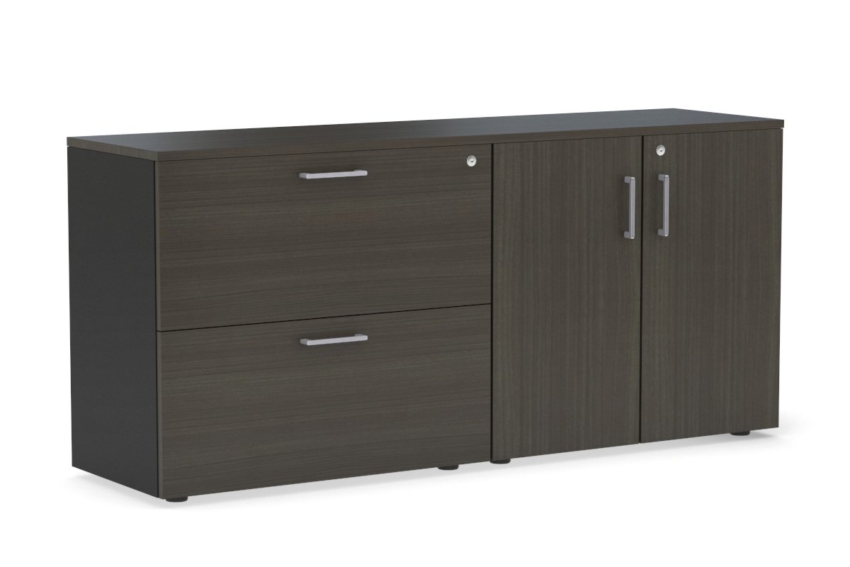 2-Drawer Lateral File Cabinet with 2-Door Storage Cupboard - Office Organization & Document Storage Solution for Home & Business Workspaces