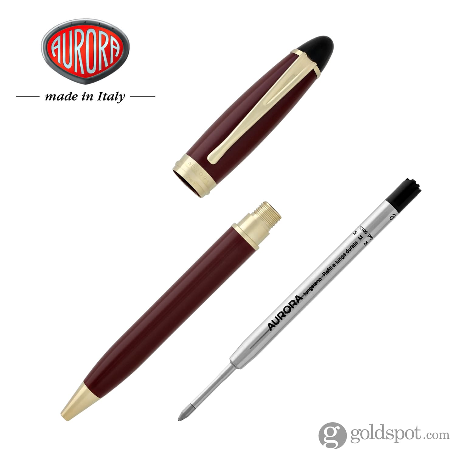Aurora Ipsilon Luxury Resin Ballpoint Pen - Bordeaux Red | Premium Writing Instrument for Business, Gifts & Collectors
