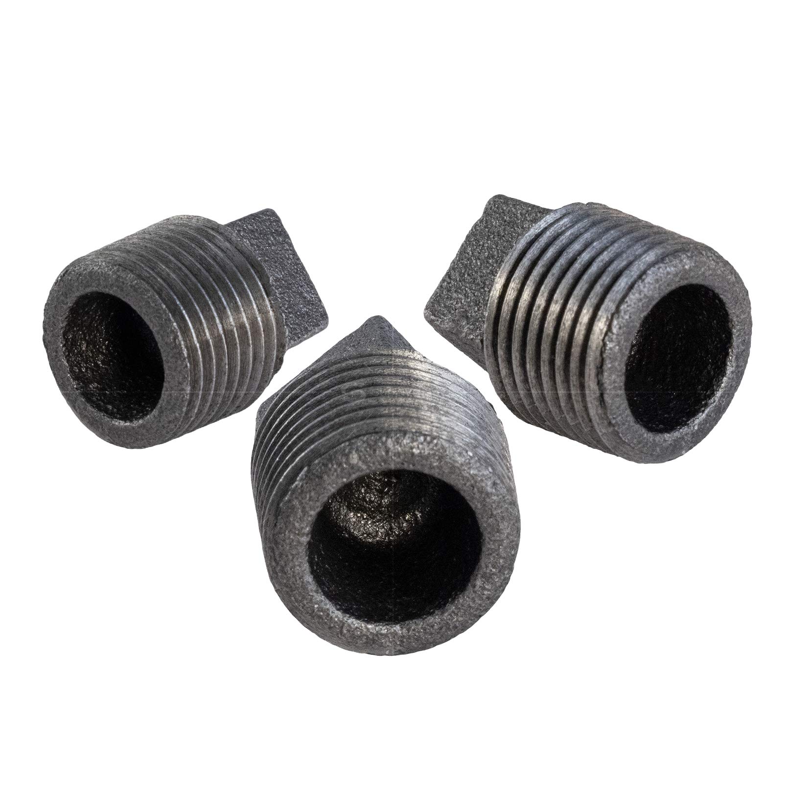 BMPL4000-5 Black Malleable Iron Pipe Plug Fitting - 4 Inch Square Head Threaded Connector (Pack of 5) - Ideal for Plumbing, HVAC, and Industrial Pipe Systems