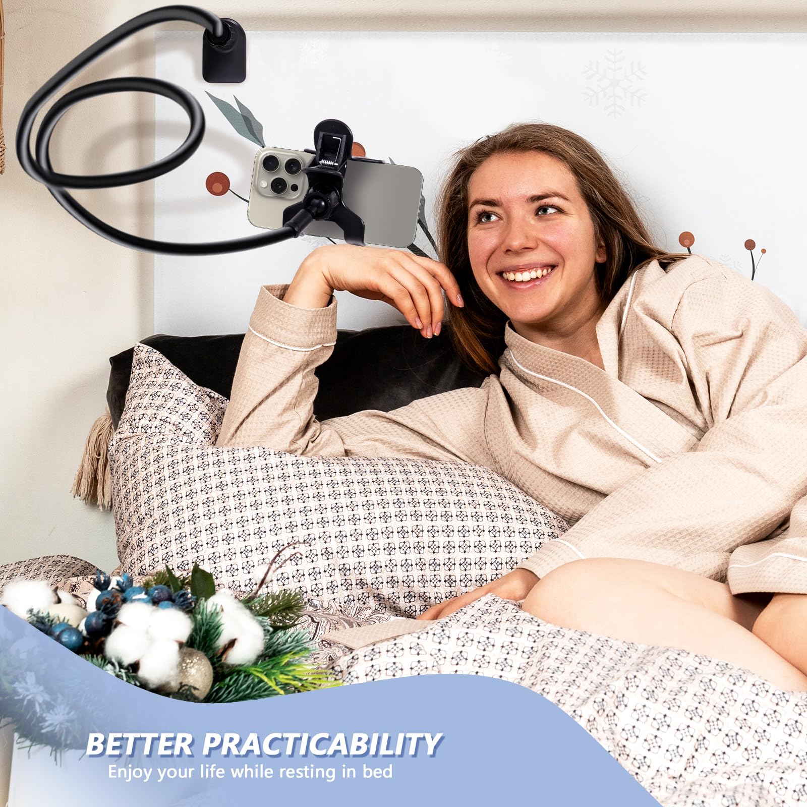 Flexible 360° Adjustable Gooseneck Phone Holder for Bed & Desk - 31.5