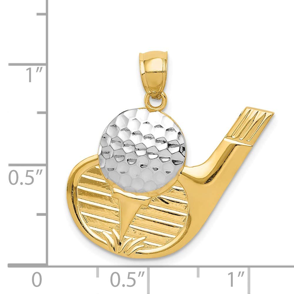 14K Yellow & White Gold Two-Tone Golf Ball Pendant Necklace - 27mm x 24mm - Perfect Gift for Golf Lovers & Sports Enthusiasts - Ideal for Birthdays, Father's Day & Golf Tournaments