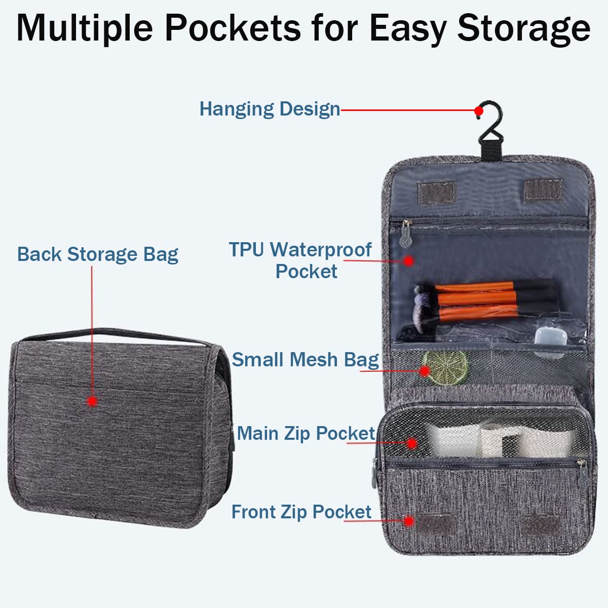 YYGOJOY Hanging Travel Toiletry Bag - Waterproof Cosmetic Organizer for Men Women Kids | Perfect for Camping & Gym