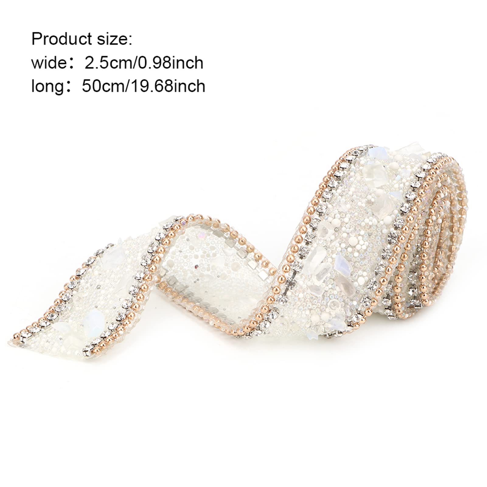 Rhinestone Ribbon & Crystal Chain Trim - Gold Bead Embellishment for Wedding Dresses, Bridal Gowns & Evening Wear Decoration | Elegant Dress Embellishment for DIY Fashion & Formal Attire