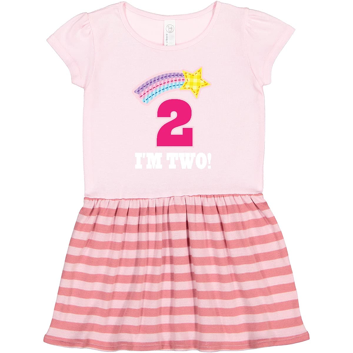 Inktastic 2nd Birthday Outfit - Rainbow Star Toddler Dress for 2 Year Old Girls | Cute Party Dress for Birthday Celebrations, Photoshoots & Special Occasions