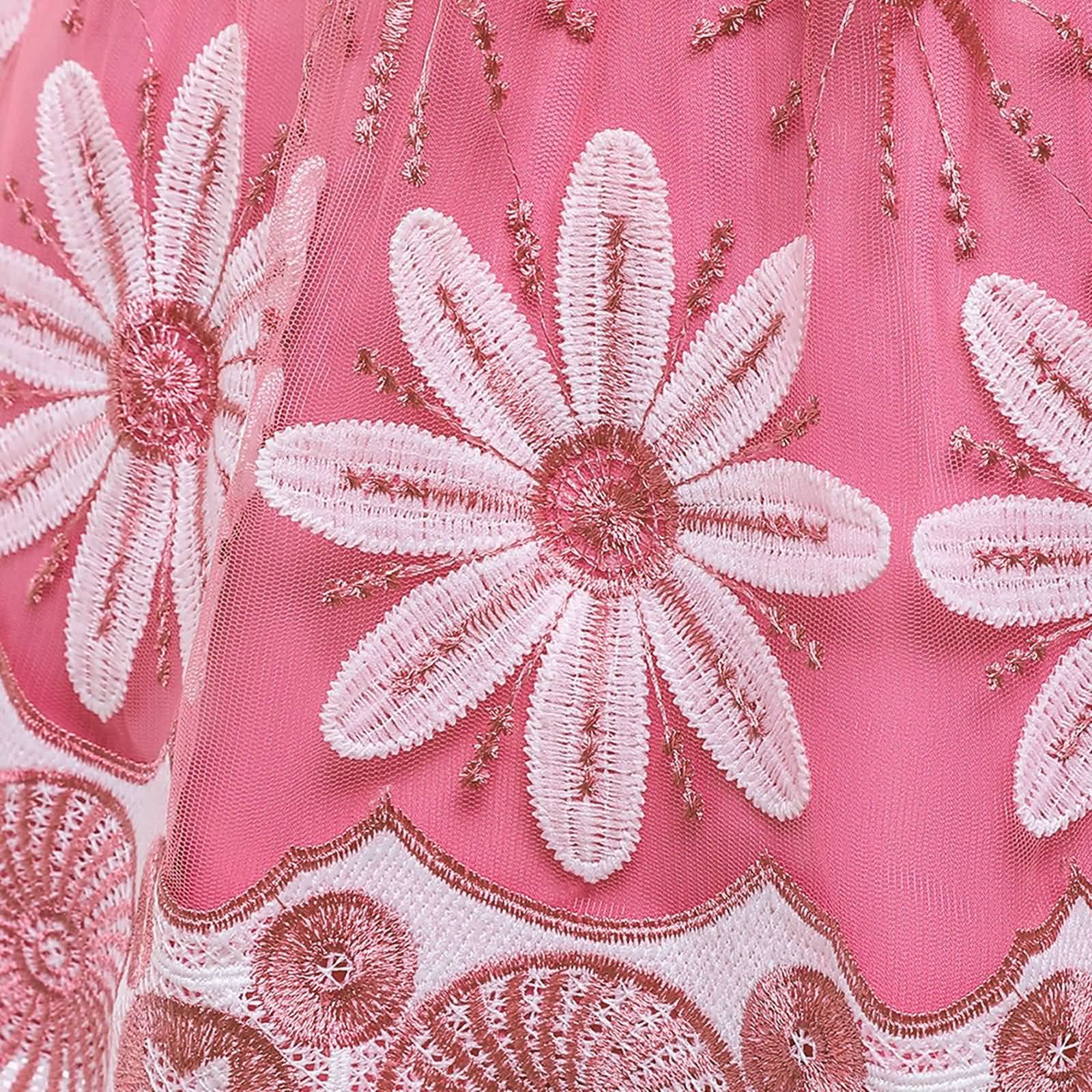 Gualiy Girls Ball Gown Flower Girl Dress | Embroidered Tulle Dress with Beads | Birthday Party, Wedding, Special Occasion Dress for Girls Age 4-10 Years | Mauve Pink Formal Dress for Flower Girls, Pageants & Celebrations