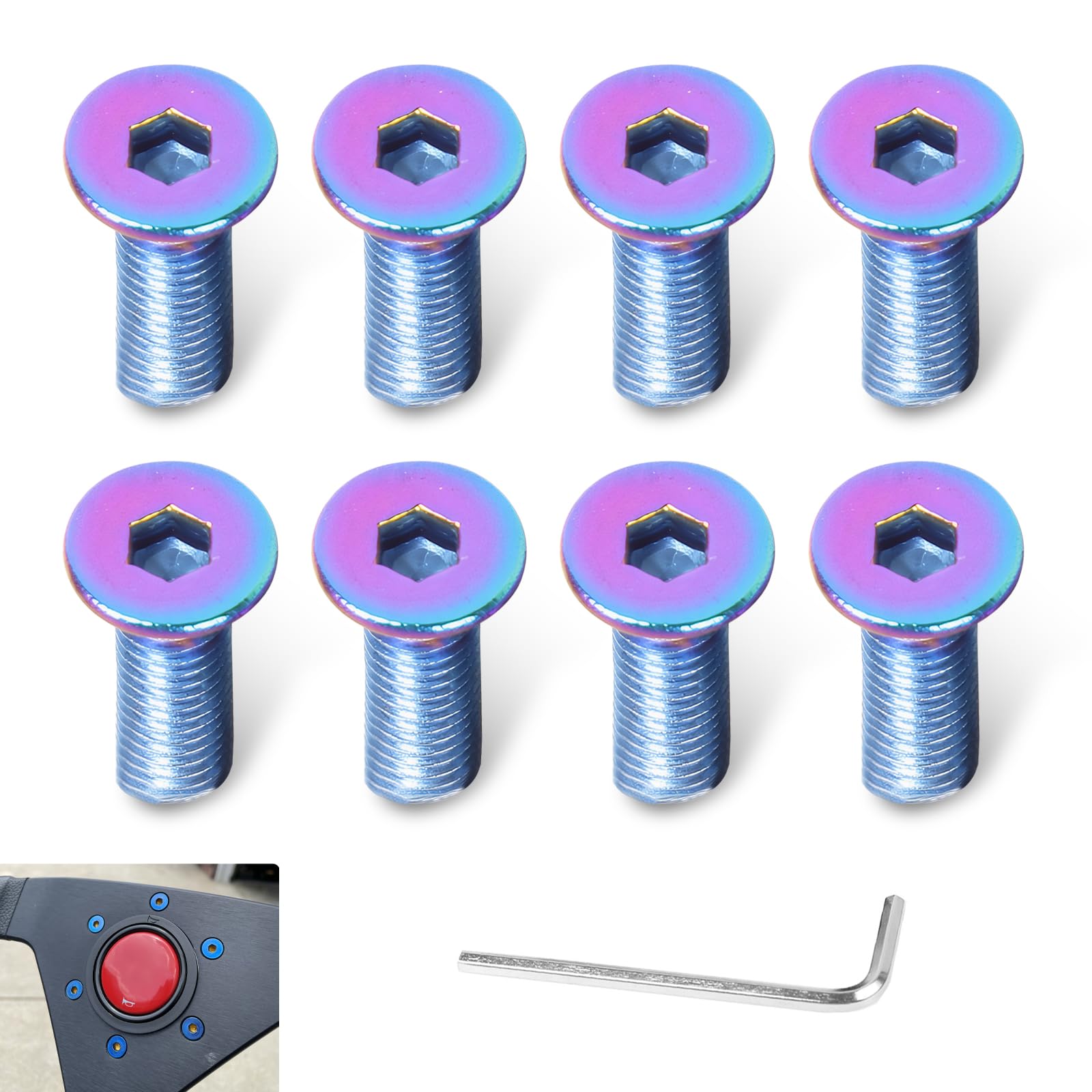 8PCS Waterproof Car Steering Wheel Bolts - Universal for Truck SUV, DIY Auto Repair