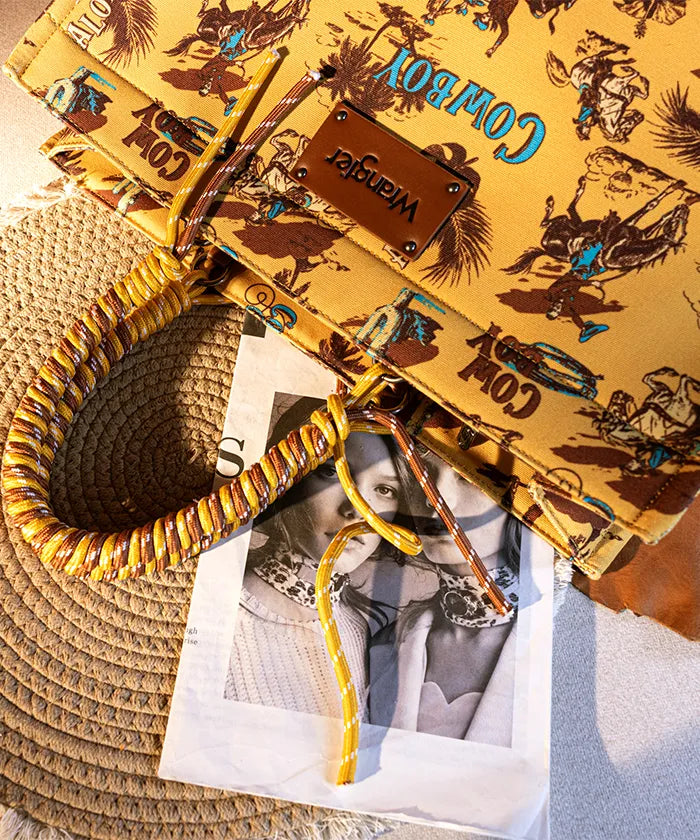 Wrangler Cowboy Print Tote Bag - Stylish Western Design for Women & Men - Perfect for Shopping, Travel & Outdoor Adventures